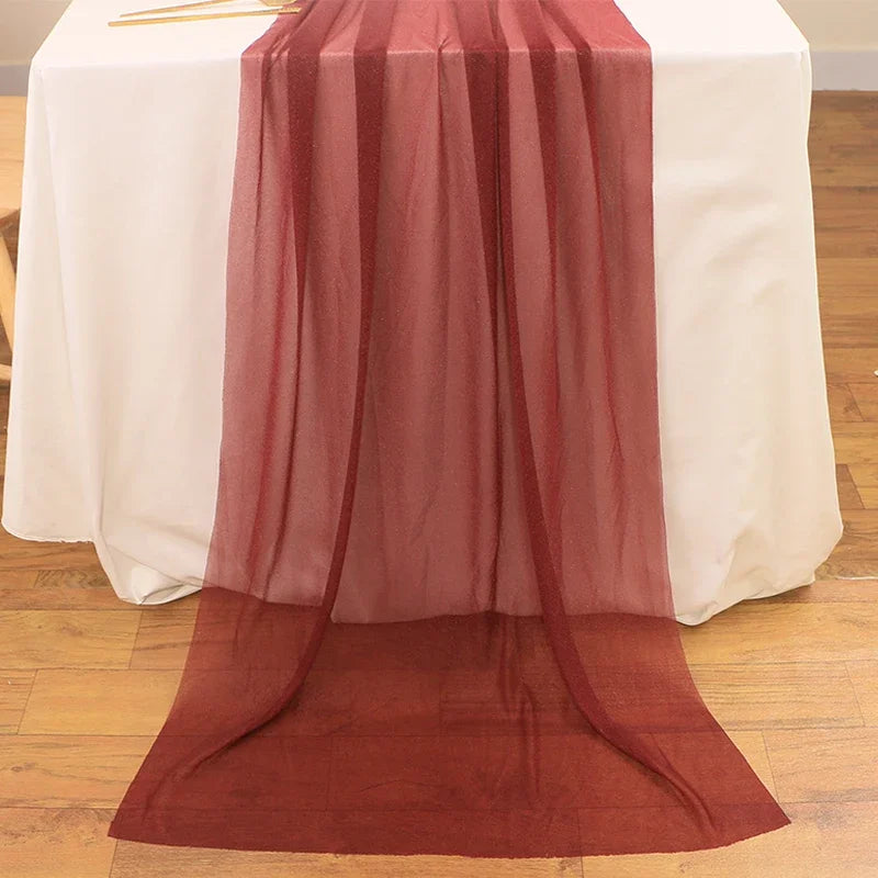 Camino de mesa de gasa - Decoración de arco de boda de tela de seda transparente | Decoración de mesa bohemia para cumpleaños y eventos