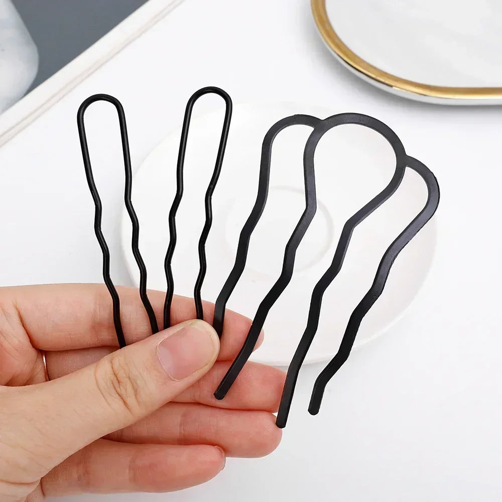 1/3PCS Black Metal Hair Fork Clips – Women's & Girls' Hair Pin Comb for Messy Buns, Updos & Side Styling, Elegant Hair Accessories