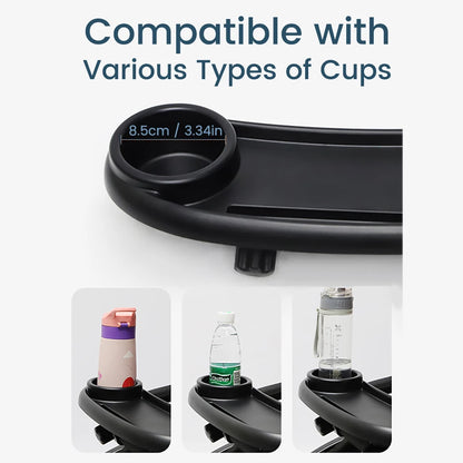 Bandeja Universal 3 en 1 para Cochecito – Organizador Ajustable con Portavasos y Soporte para Teléfono Compatible con la Mayoría de los Cochecitos de Bebé