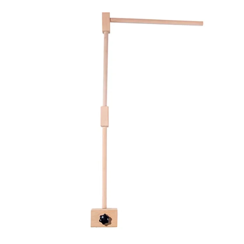 Baby Wooden Bed Bell Bracket – Newborn Crib Mobile Stand for 0-12 Months, Wooden Hanging Toy Holder with Crochet Bed Bell Rattle, Infant Nursery Decoration & Sensory Baby Toy Accessory