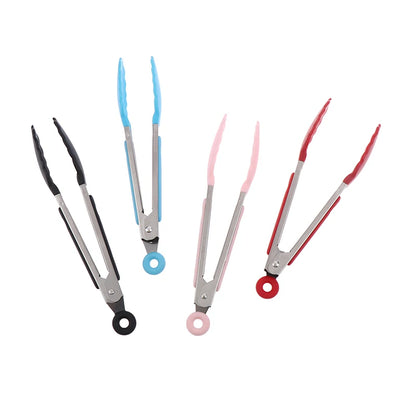 Silicone BBQ Grilling Tongs – Non-Stick Stainless Steel Kitchen Cooking, Salad & Serving Tongs