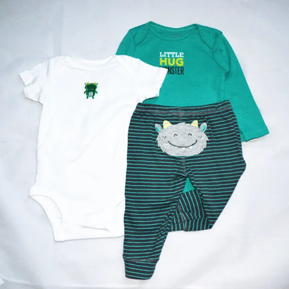 3PCS Baby Bodysuit Set – Soft Cotton Long & Short Sleeve Infant Rompers with Comfortable PP Pants for Baby Boys & Girls