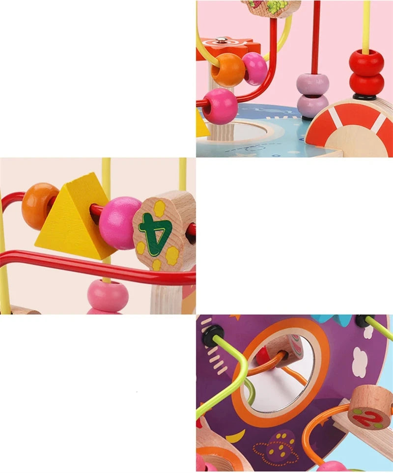 Jouet Montessori en bois de montagnes russes – Labyrinthe de perles pour bébé, boulier d'apprentissage des mathématiques pour les tout-petits de 1 à 3 ans, cadeau de développement éducatif précoce
