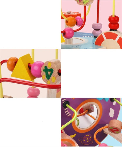 Jouet Montessori en bois de montagnes russes – Labyrinthe de perles pour bébé, boulier d'apprentissage des mathématiques pour les tout-petits de 1 à 3 ans, cadeau de développement éducatif précoce