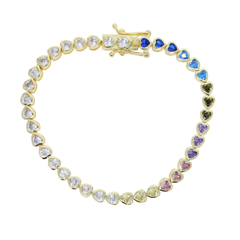Pulsera de tenis 5A CZ – Pulsera geométrica de cristal de circonita cúbica con bisel para mujer | Joyería de moda clásica de lujo
