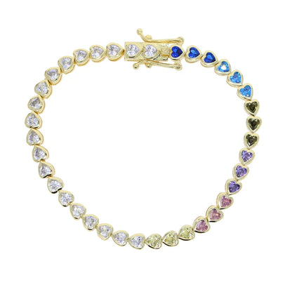 Pulsera de tenis 5A CZ – Pulsera geométrica de cristal de circonita cúbica con bisel para mujer | Joyería de moda clásica de lujo