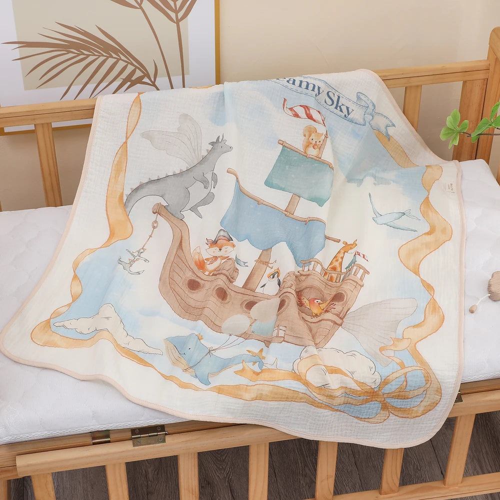 Toalla de baño y manta de gasa de algodón para recién nacidos – Muselina suave y absorbente Clase A para bebés y niños pequeños