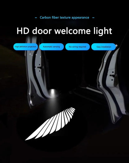 Wireless HD LED Car Door Logo Projector Lights (2/4 Pack) – Battery-Powered Welcome Courtesy Lights, No Wiring Required