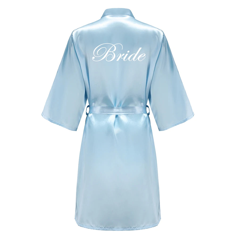 Blue Women’s Bridal Bathrobe – Bride Bridesmaid Maid of Honor Get Ready Robe Dressing Gown Gift