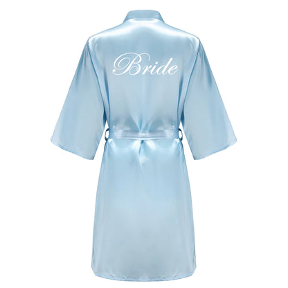 Blue Women’s Bridal Bathrobe – Bride Bridesmaid Maid of Honor Get Ready Robe Dressing Gown Gift