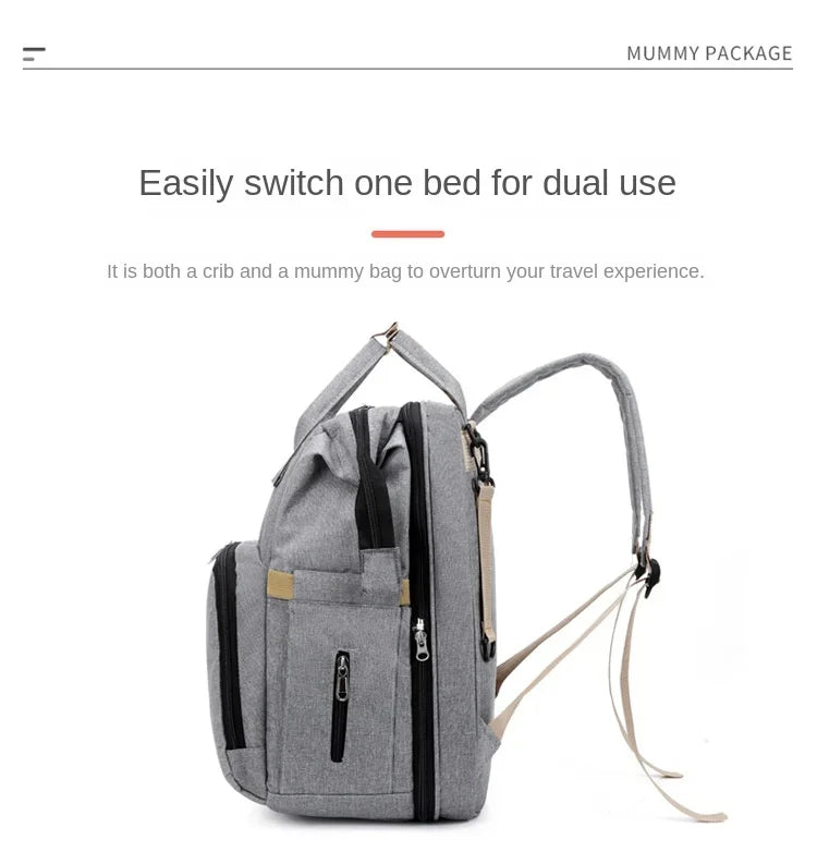 Sac à langer de grande capacité pour bébés avec matelas à langer – Sac à langer de maternité imperméable pour mamans avec rangement pour biberons et lit de bébé