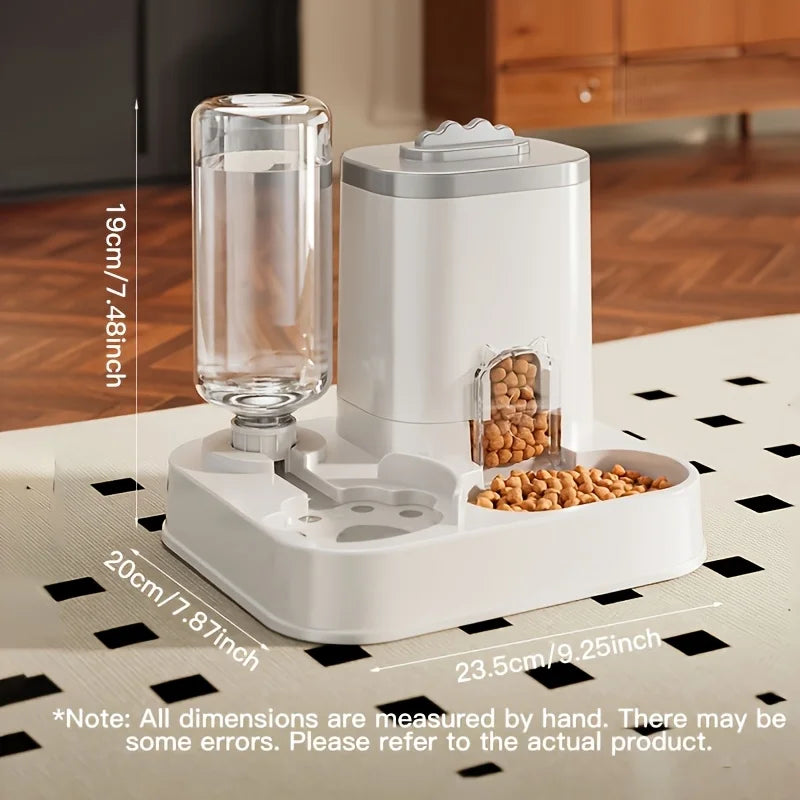 1-Pack Automatic Gravity-Fed Cat Water Dispenser & Feeder – Spill-Proof Large-Capacity One-Piece Food & Water Station