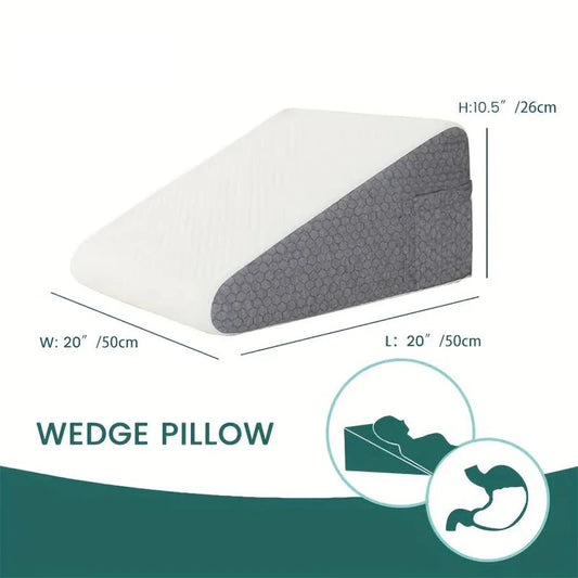 Almohada de cuña para cama – Almohada de soporte triangular de espuma viscoelástica, cojín ergonómico para posicionamiento corporal para elevación de piernas, comodidad al dormir, alivio de ronquidos y relajación en el dormitorio