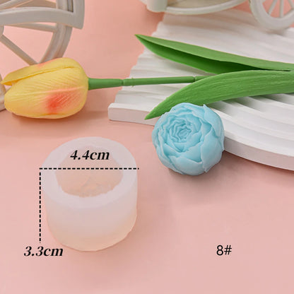 Molde de silicona grande de peonía para velas – Molde floral de rosa 3D para hacer velas, jabón, resina, yeso, hornear pasteles y manualidades de decoración del hogar
