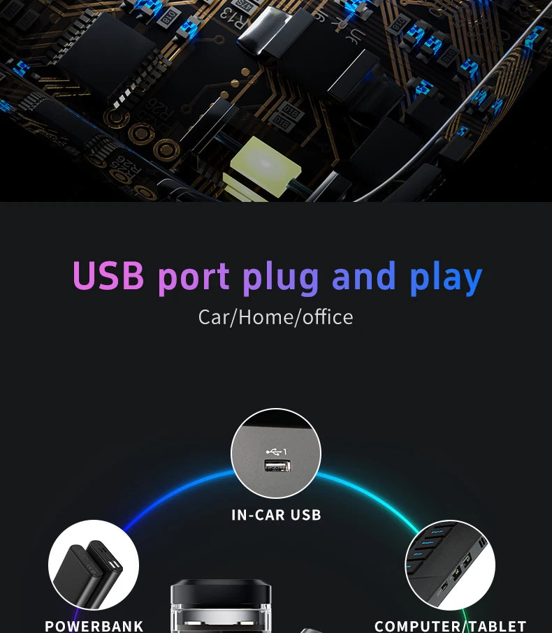Universal USB LED Car Interior Ambient Light – Plug & Play Mood Lamp for Reading & Interior Décor