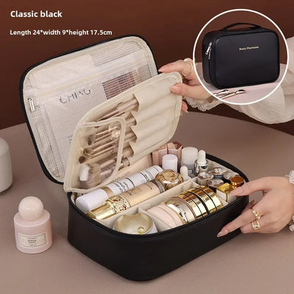 Bolsa de cosméticos de gran capacidad para mujer – Organizador de maquillaje de lujo portátil, neceser de viaje para productos esenciales de belleza, cuidado de la piel, cosméticos y accesorios personales