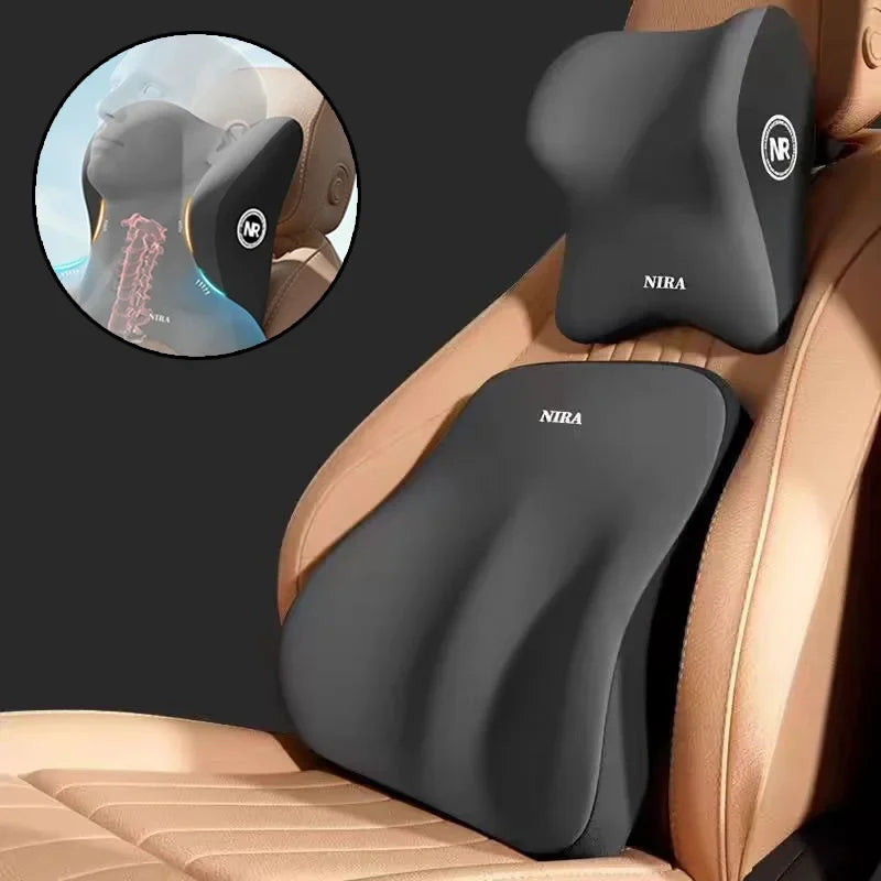 Ensemble coussin appui-tête et support lombaire en mousse à mémoire de forme pour voiture – Oreiller universel cou et dos pour un confort de conduite