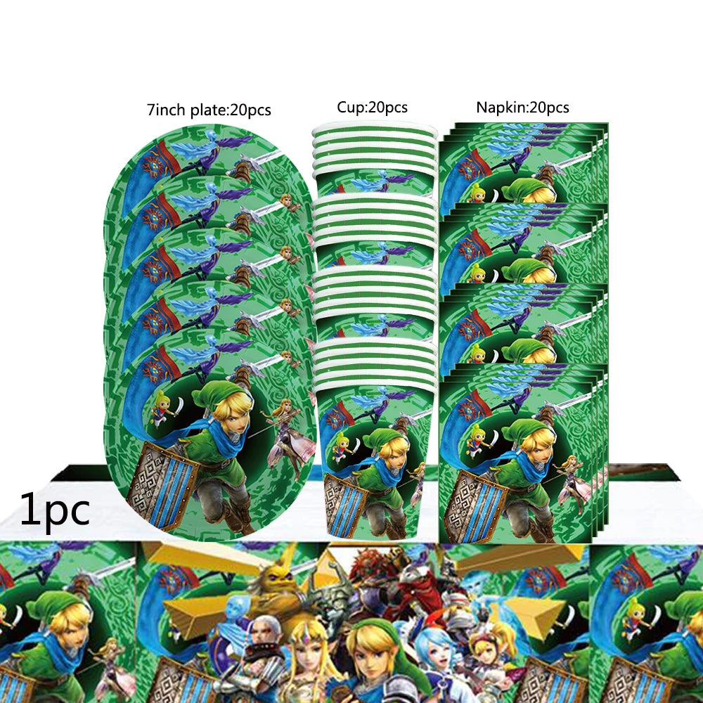 The Legend of Zelda Birthday Party Decorations Disposable Tableware Set – Cups, Plates & Napkins for Kids Birthday Party Supplies & Baby Shower Toys