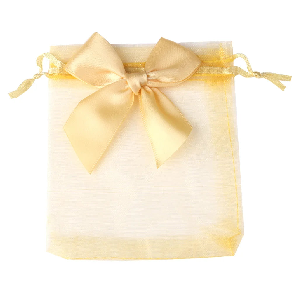 10/20/50PCS Organza Drawstring Gift Bags with Bow – Jewelry, Candy & Party Favor Pouches for Weddings, Christmas & Special Events
