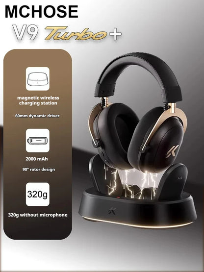 Casque de Jeu Sans Fil MCHOSE V9 Pro 3 Modes – Casque d'Esports Bluetooth, 2.4 GHz & Filaire avec Microphone Anti-Bruit