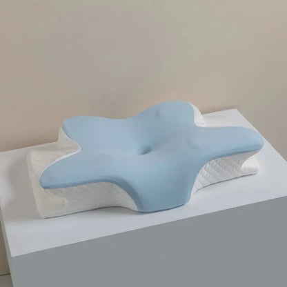 Oreiller en mousse à mémoire de forme rafraîchissant pour l'été – Oreiller cervical à rebond lent, oreiller ergonomique papillon pour le sommeil, coussin orthopédique respirant pour un repos confortable et un soutien du cou