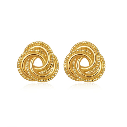 Pendientes de Moda Llamativos de Acero Inoxidable Chapado en Oro Círculo Geométrico Retorcido Vintage para Mujer
