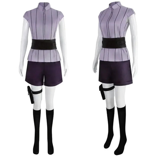 Disfraz de cosplay de Hinata Hyuga – Traje de ninja de anime (conjunto de actuación para fiesta de Halloween)