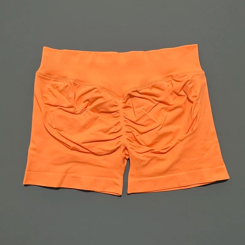 Pantalones cortos de gimnasio sin costuras con efecto Scrunch Butt para mujer – Pantalones cortos de yoga de cintura alta para correr, entrenar, fitness y ropa deportiva