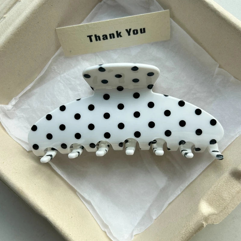 Pinzas grandes para el pelo – Pinzas antideslizantes de sujeción fuerte con estampado de cuadros y lunares retro para mujeres y niñas | Accesorios de moda para el día a día