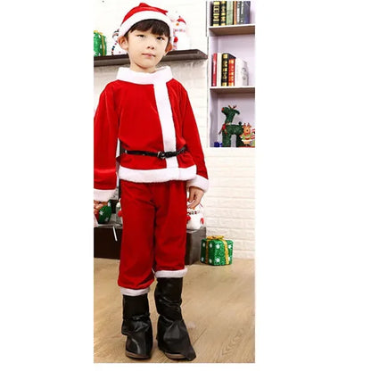 Baby Boys and Girls Santa Claus Christmas Costume Set, Kids Xmas Outfit with Top, Pants or Dress, Hat and Belt, Cute Holiday Cosplay Clothing for Christmas Parties, New Year Celebrations and Festive Events