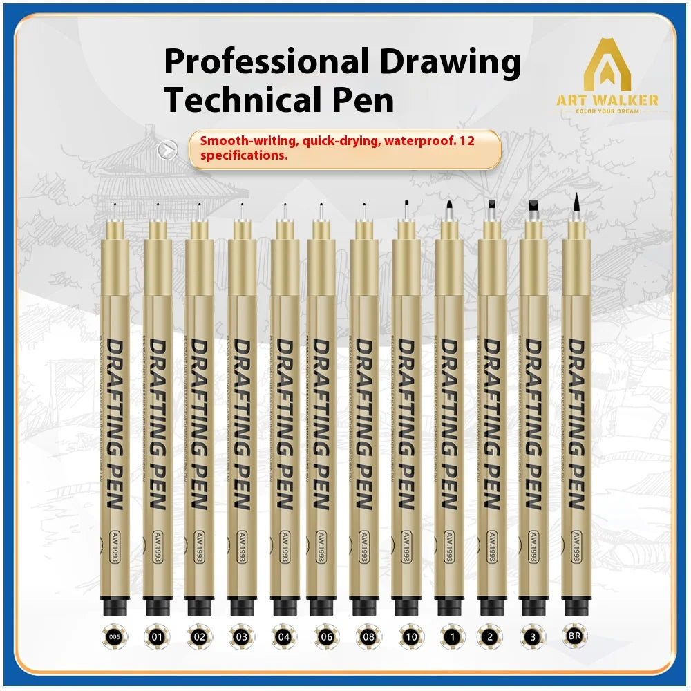 Manga Black Fineliner Marker Set – 1/6/9/12PCS Fine Tip Drawing Pens for Sketching, Comics & Art