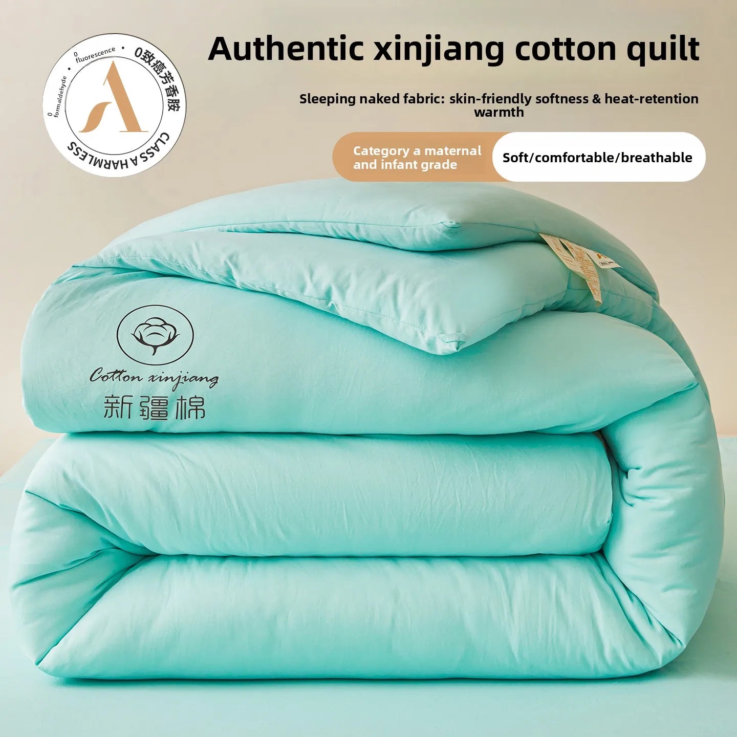 100% Cotton Filled Comforter – Soft Lightweight Warm Winter Quilt for Autumn & Cold Weather Bedding