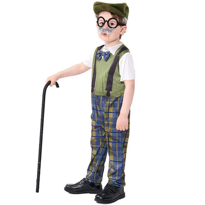 Halloween Children’s Cosplay Costumes – Grandpa & Centenarian Character Performance Wear for Kids Dress-Up & Stage Play