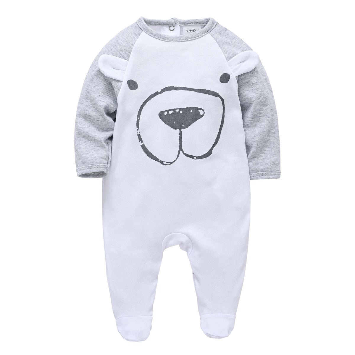 Spring Baby Boy Cotton Romper – Blue Bear Print Knit Jumpsuit & Newborn Overalls Pajamas, Soft Casual Outfit for Infants & Toddlers