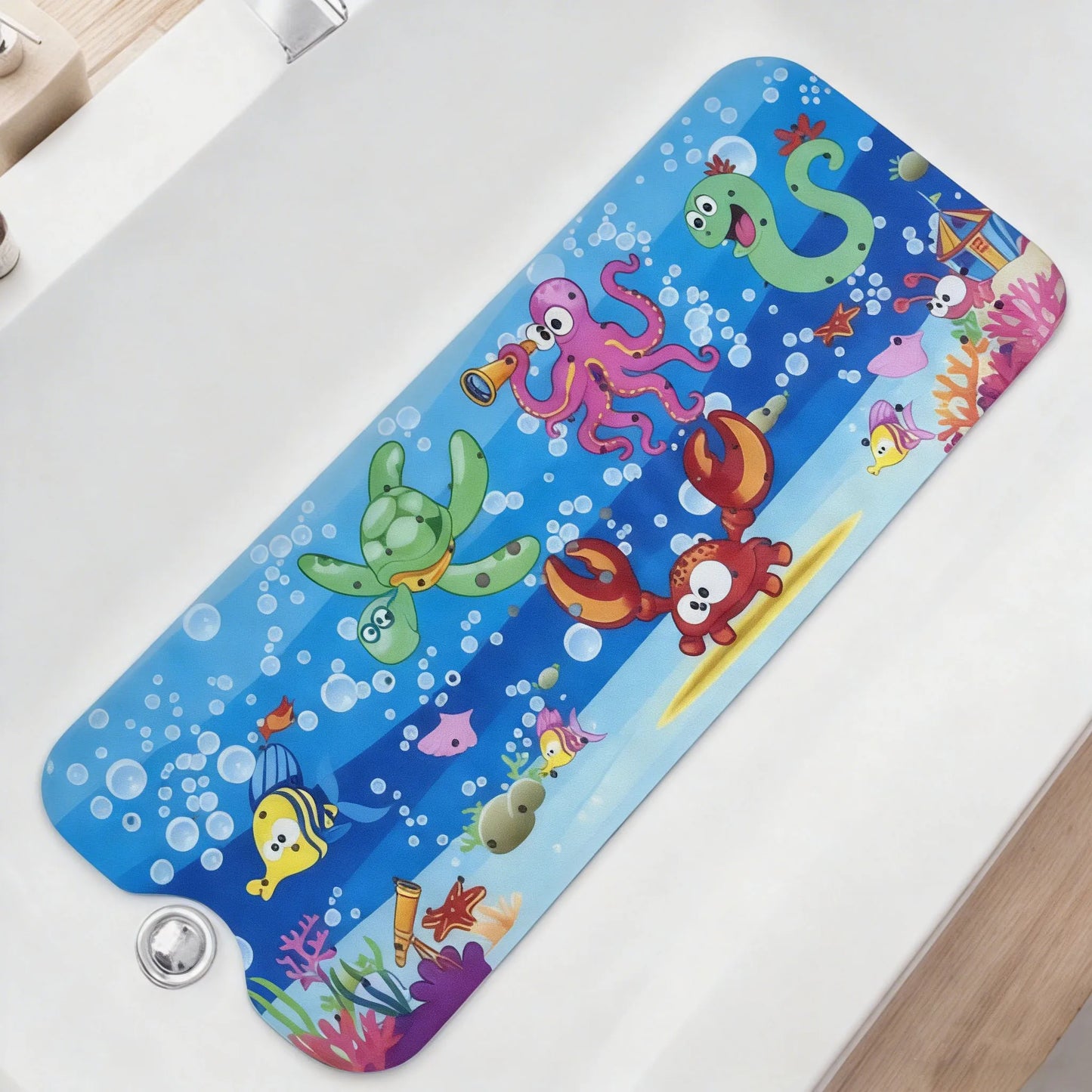 Cartoon Extra-Long Bathtub Mat 40x100cm – Non-Slip Shower & Bath Mat with Suction Cups and Drain Holes