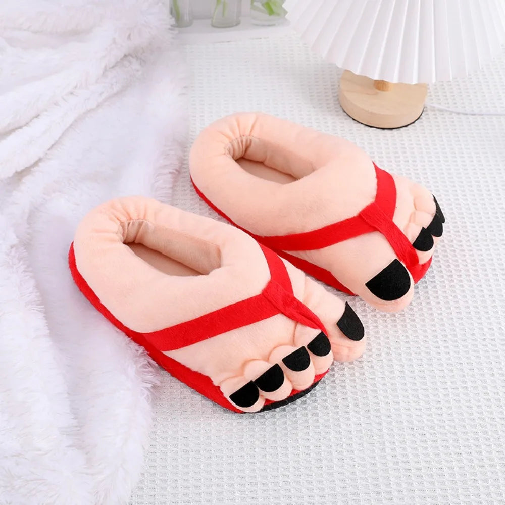 Winter Cotton Slippers for Men and Women, Funny Couple House Slides, Soft Warm Plush Indoor Slippers for Home, Cozy Oversized Feet Slippers for Cold Weather