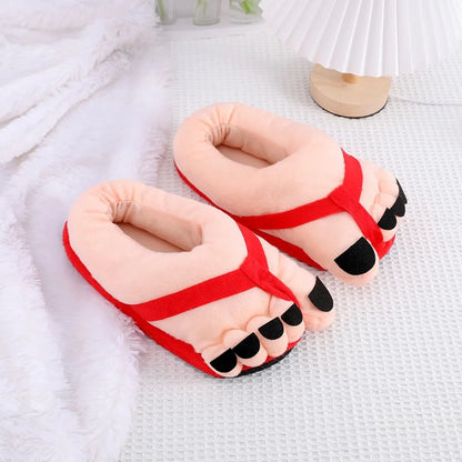 Winter Cotton Slippers for Men and Women, Funny Couple House Slides, Soft Warm Plush Indoor Slippers for Home, Cozy Oversized Feet Slippers for Cold Weather