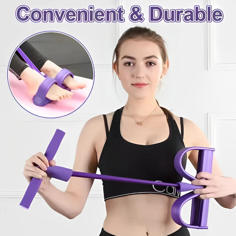 Entrenador de resistencia de pedales de 4 tubos – Cuerda de tensión elástica multifuncional para yoga, entrenamiento de fuerza abdominal, fitness en casa y entrenamiento de cuerpo completo