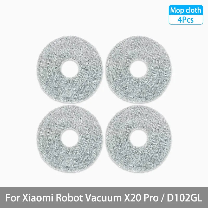 Replacement Parts Kit for Xiaomi Robot Vacuum X20 Pro / D102GL – Main Brush, Side Brushes, HEPA Filter, Mop Pads & Dust Bags