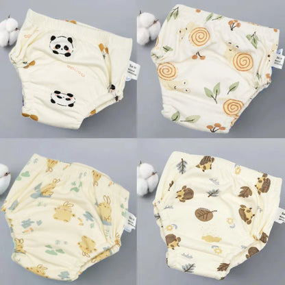 Culottes d'apprentissage de la propreté imperméables réutilisables (lot de 4) – Sous-vêtements d'entraînement en coton doux pour bébés garçons et filles avec protection anti-fuites