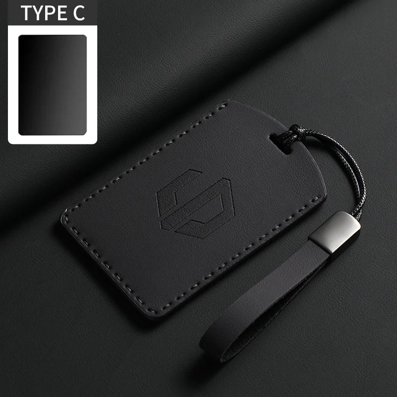 Funda protectora de cuero genuino para llave de coche LEAPMOTOR B01, C10, C11 y C16 – Kit prémium de protección de mando a distancia y tarjeta llave