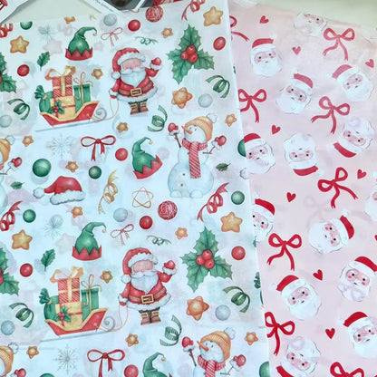 Christmas Santa Claus Bouquet Wrapping Paper – Colorful Festive Tissue Paper for Holiday Gift Wrapping, Flowers, Parties & DIY Crafts