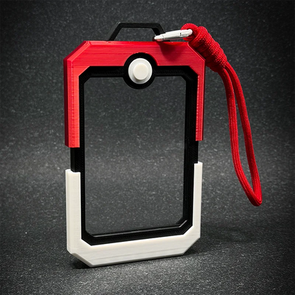Poké Ball Trading Card Display Case | Hard Protective Card Brick Holder with Lanyard for Pokémon TCG