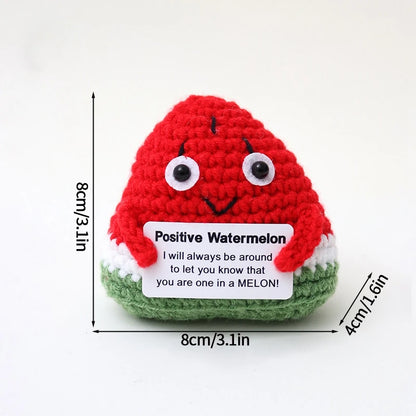 Poupée à énergie positive tissée à la main – Figurine en crochet de légumes et d'animaux avec carte de câlins, cadeau de festival fait à la main et artisanat de décoration intérieure créatif