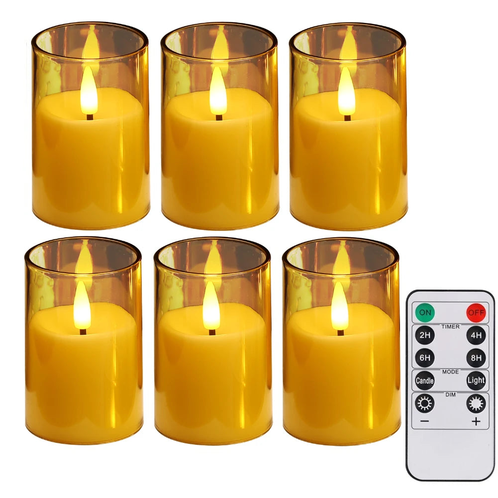 Flickering Flameless LED Pillar Candles – Remote-Controlled Candle Lights with Embedded Star String for Weddings, Christmas & Party Home Decor