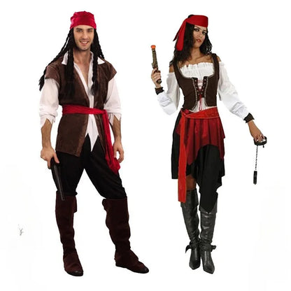 Classic Caribbean Pirate Cosplay Costume – Adult Role Play Dress-Up Outfit (Halloween, Carnival & Stage Performance Wear)