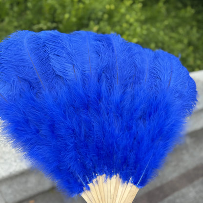 Abanico Grande de Plumas de Avestruz Blancas – Elegante Abanico para Baile y Actuaciones Escénicas (100 cm / 130 cm)