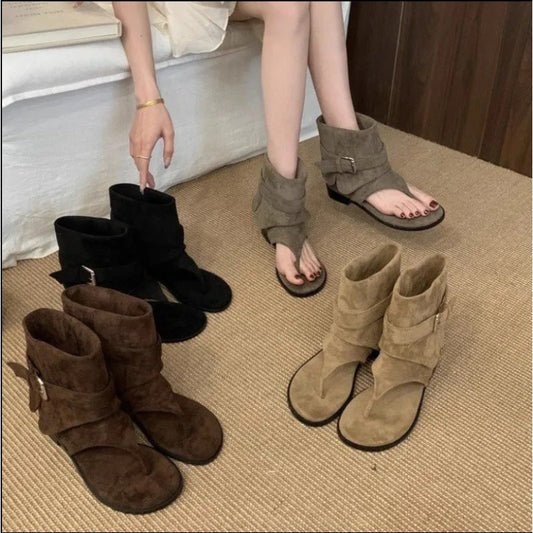 Sandalias planas para mujer con tira de dedo, estilo casual, para uso diario en verano