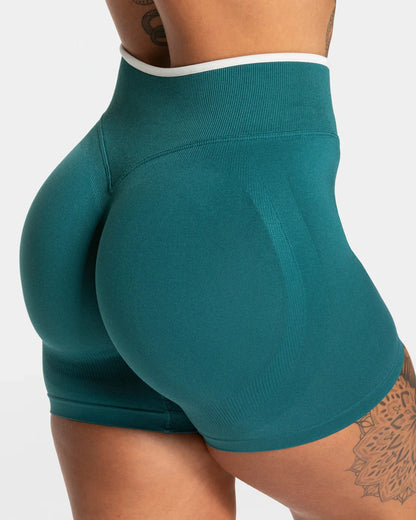 Women’s Seamless Color Block Yoga Shorts High Waist Butt Lifting Gym Workout Running Shorts