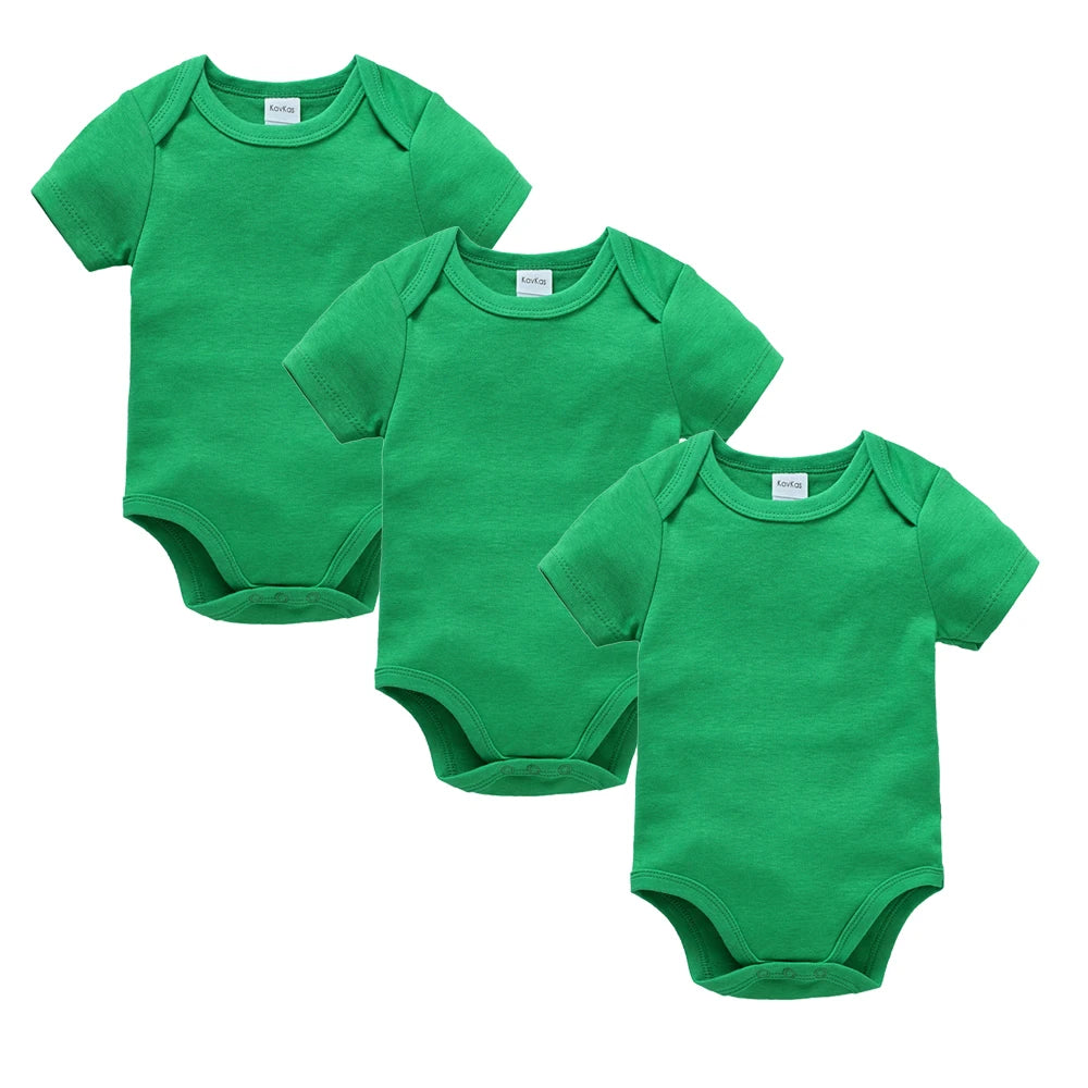 Kavkas Ropa de algodón para bebés – Juego de mamelucos de manga corta de 3 o 5 piezas para recién nacidos, para niños y niñas, mamelucos blancos sólidos de 0 a 24 meses, ropa suave de uso diario para bebés